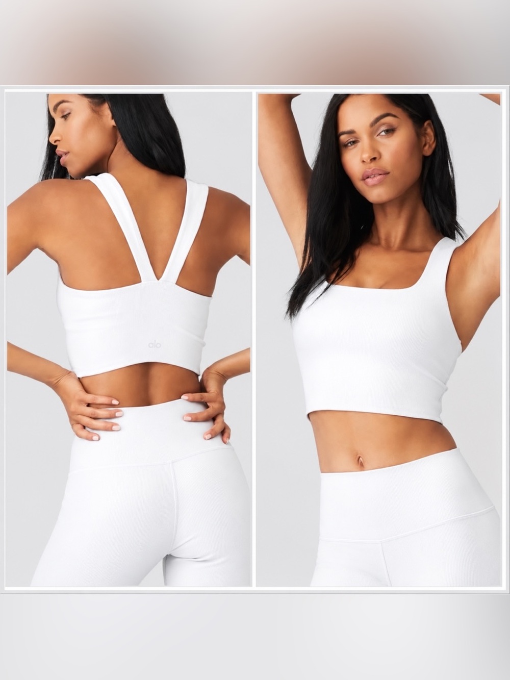 Alo Yoga Alosoft Ribbed Chic Bra Tank White